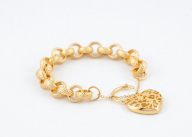 gold plated heart charm bracelet