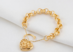 gold chain bracelet with heart charm
