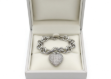 rhodium plated heart charm bracelet