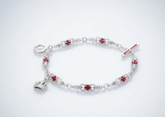 silver plated queen charm bracelet