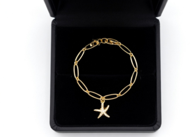 gold plated CZ star charm bracelet