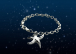 rhodium plated starfish charm bracelet