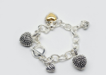 two tone toggle heart charm bracelet