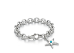 silver plated starfish gemstone charm bracelet