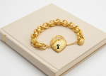 gold plated mens heart charm chain bracelet