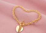 toggle clasp heart bracelet gold