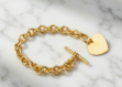 gold plated toggle heart charm bracelet