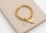 gold plated heart lock and key charm bracelet