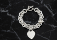 silver plated mens toggle heart charm bracelet