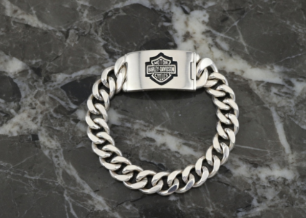 rhodium plated mens ID bracelet