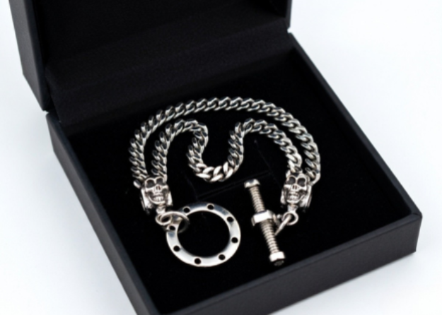 rhodium plated mens toggle bracelet