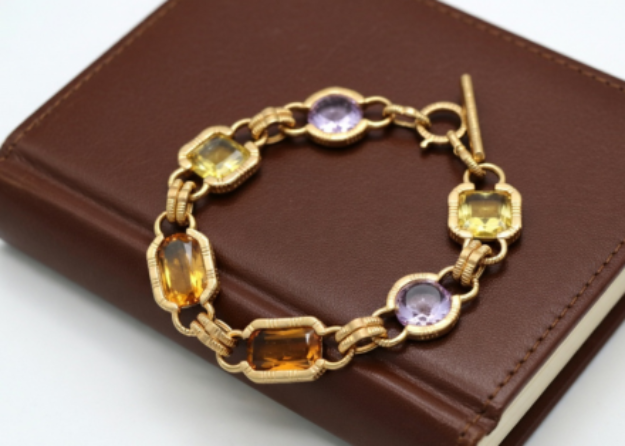 gold plated gemstone bracelet