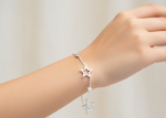 silver plated star toggle bracelet