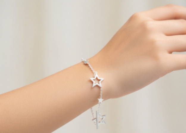 silver plated star toggle bracelet
