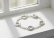 silver plated hollow toggle bracelet
