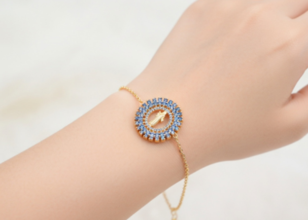 gold plated CZ saint jude bracelet