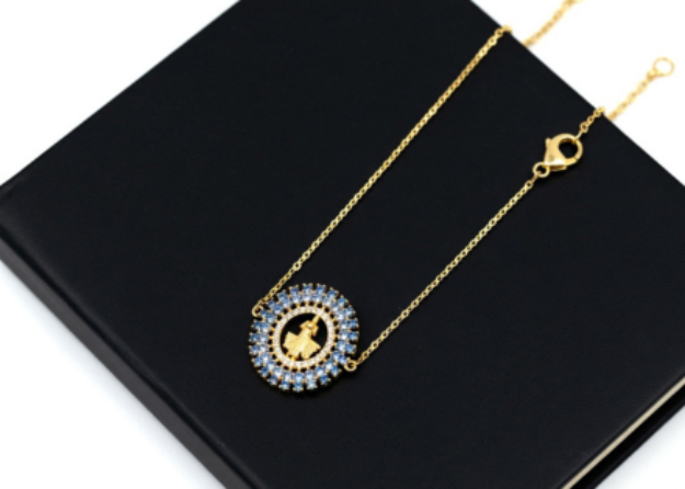 gold plated CZ saint jude mens bracelet