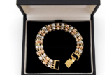 three tone plated mens bracelet