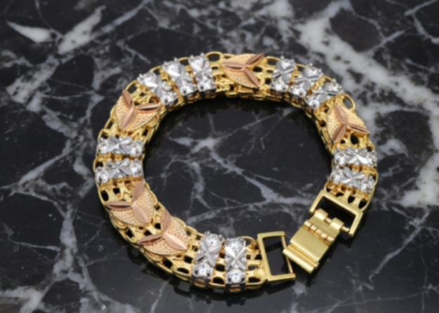 tri tone mens bracelet