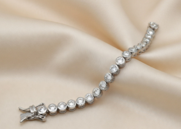 silver plated CZ studded tennis bracelet