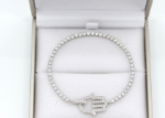 silver plated CZ studded hamsa bracelet