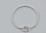 CZ studded hamsa bracelet silver plated