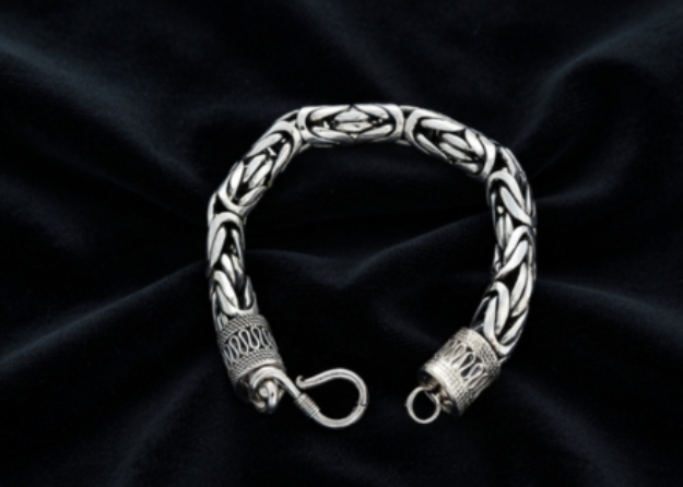 rhodium plated mens hip hop byzantine bracelet
