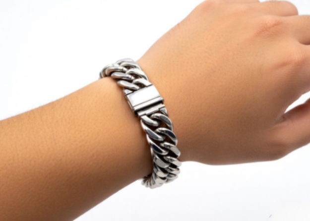Rhodium Plated Mens Bracelet