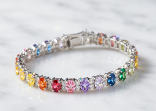 Silver Plated Multicolor Tennis Bracelet