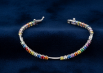 silver plated multicolored stone tennis bracelet