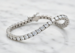 silver plated cz studded womens tennis bracelet