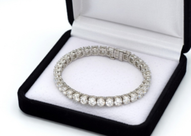 silver plated cz studded tennis bracelet