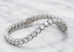 silver plated cz studded womens tennis bracelet