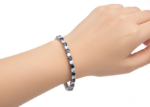 silver plated tennis bracelet blue cz studded