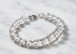 rhodium plated womens pearl bracelet