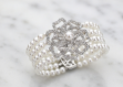 silver plated cz studded womens pearl bracelet