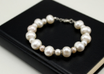 silver plated womens pearl bracelet