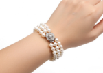 rhodium plated womens pearl bracelet