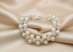 silver pearl cz bracelet women