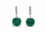 rhodium plated green stone earrings